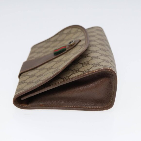 GUCCI GG Supreme Web Sherry Line Clutch Bag PVC Beige Red - Picture 5 of 16